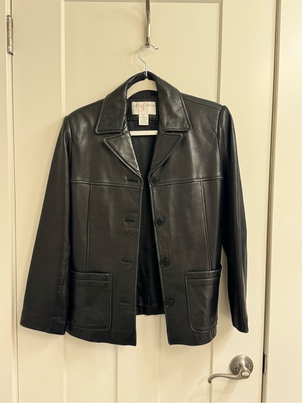 Vintage Parisian Signature Black Leather Jacket